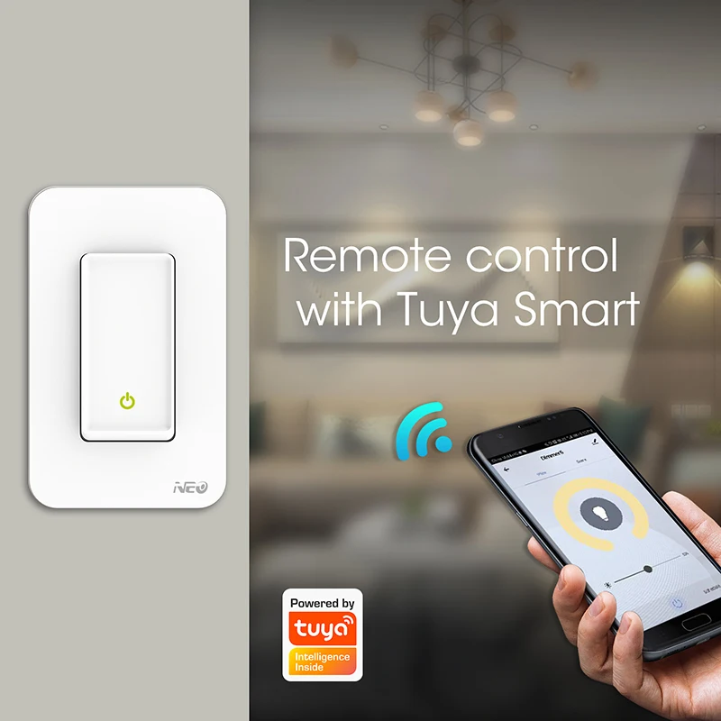 

Tuya Smart нам WI-FI светильник переключатель нейтральный переключатель один Smart Home приложение Smart Life приложение Tuya работает с Amazon Alexa Google Home пульт ...