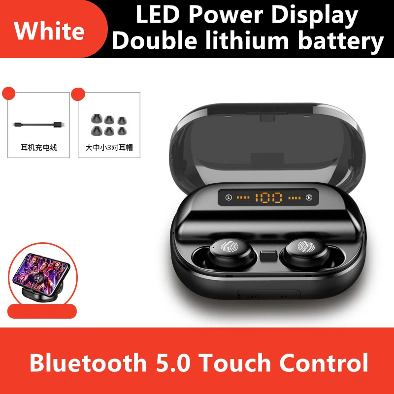 TWS 2400 мАч IPX7 беспроводной Bluetooth 5,0 CVC 8,0 шумоподавление наушники HD микрофон светодиодный дисплей с сенсорным управлением - Цвет: A