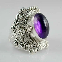 fashion creative womens purple gem ring pattern ring wedding gift size 6 10