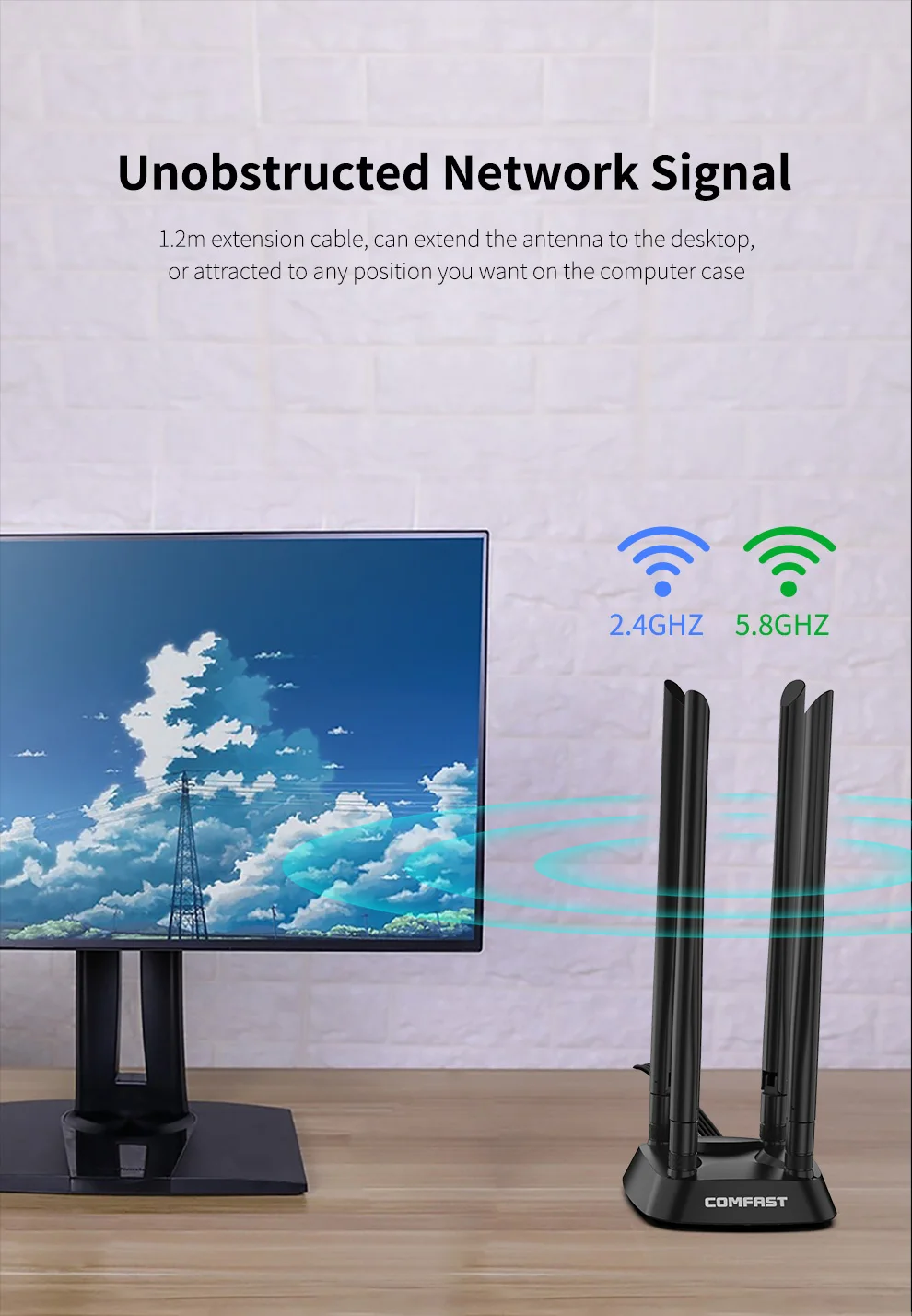 Мощный 4 с высоким коэффициентом усиления двухдиапазонный 2 + 5 ГГц 360 градусов SMA