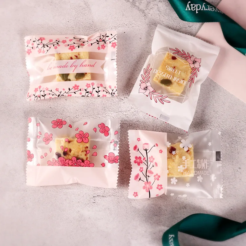 

100pcs/lot Cookie Candy Packaging Bag Homemade Dessert Plastic Biscuit Cellophane Colorful Wedding Party Sugar Frosted Pouches