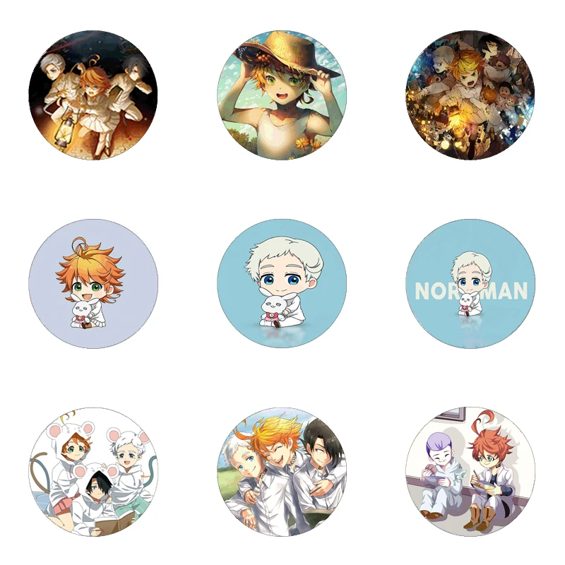 

Hot Anime The Promised Neverland Emma Cosplay Badges Norman Brooch Pins Icon Ray Collection Breastpin for Bag Clothes