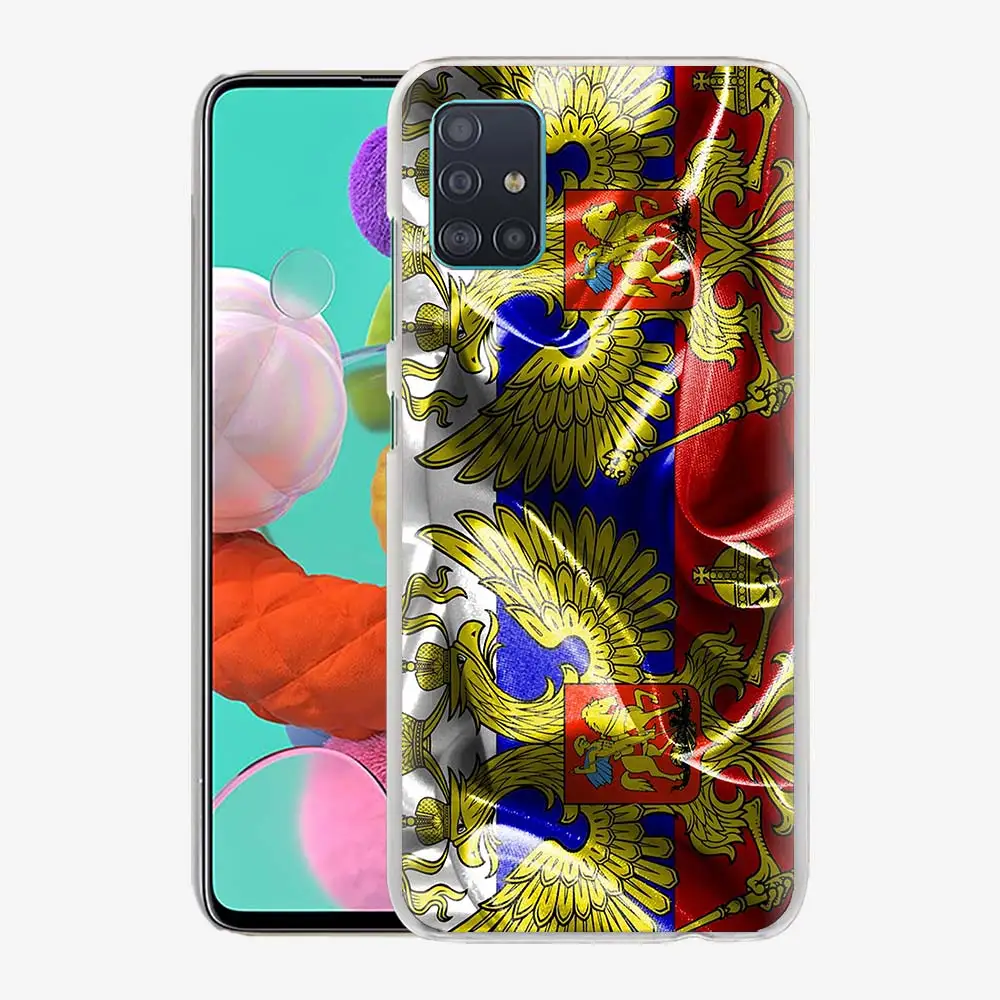 

Phone Case for Samsung Galaxy A51 A71 A50 A21s A31 A20e A10 A70 A30 A40 A41 A11 Hard Original Cover Russia Flag national Bear