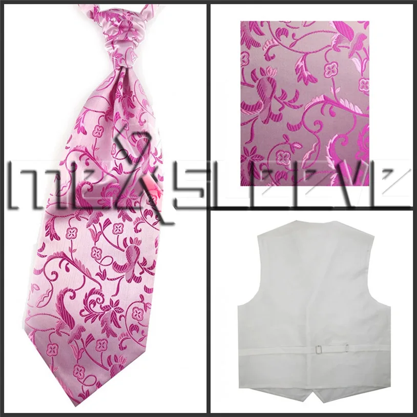 free shipping man's flower tailored tuxedo waistcoat set(vest+ascot tie+handkerchief