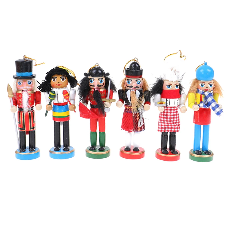 

New Arrival 6Pcs Wooden Nutcracker Doll Soldier Miniature Figurines Christmas Ornaments Gift