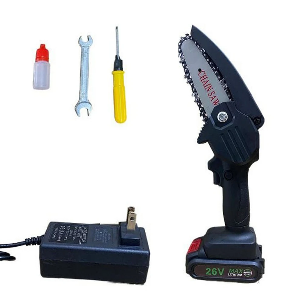 

4 inch Electric Chain Saw with 1Battery 550W Portable Rechargeable Chainsaw Black Red Woodworking Power Tools US/EU/UK/AU Plug