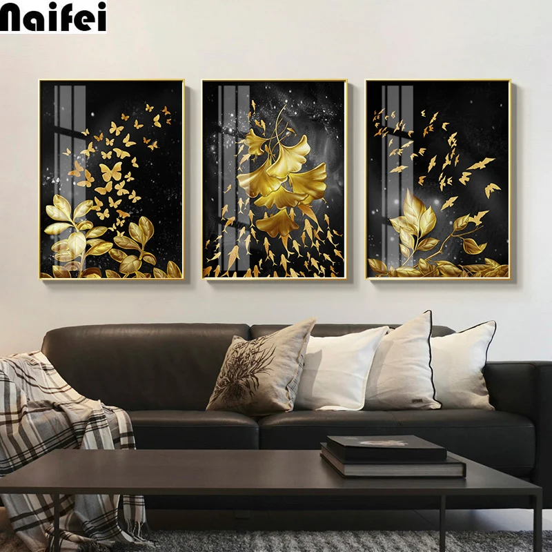 3 шт. абстрактная Золотая Бабочка алмазная живопись Современная Алмазная вышивка