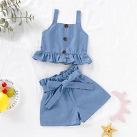 toddler baby girls clothing sets solid sleeveless ruffle vest bow shorts kid summer outfits fashion girls clothes 1 2 3 4 years