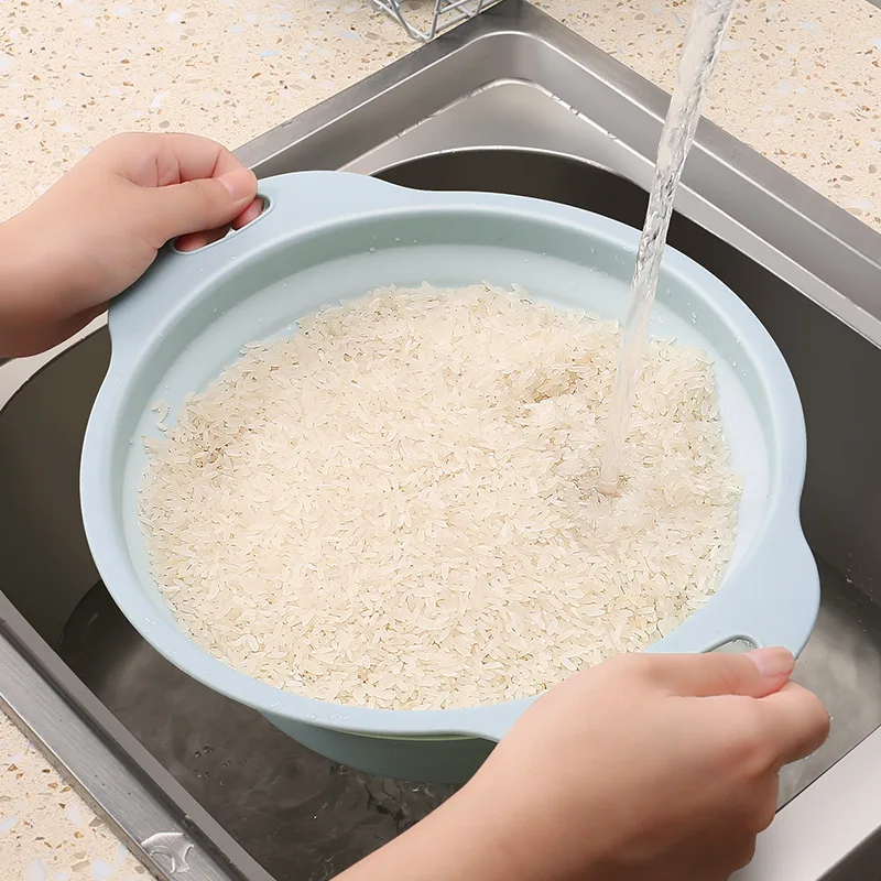 Большая складная корзина для мытья овощей и фруктов складной дуршлаг кухонный