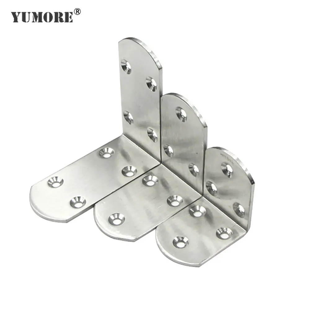 

YUMORE Stainless Steel Angle Corner Brackets Fasteners Brace Seven Size Corner Stand Supporting Furniture Hardware