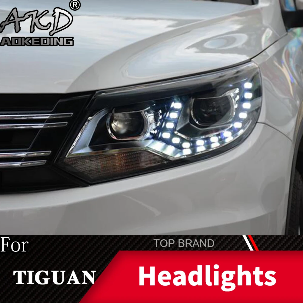 

Фара для автомобиля VW Tiguan 2013-2016 фары Противотуманные фары Дневные ходовые огни DRL H7 светодиодный Биксеноновая лампа автомобильные аксессуа...