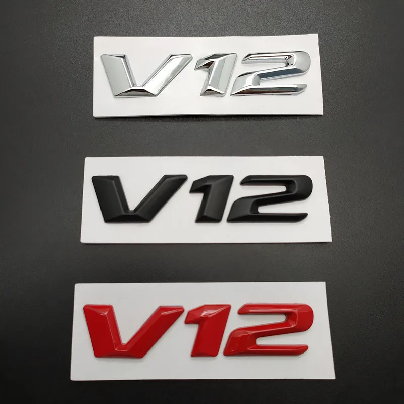 

3D metal Car Sticker V12 Logo Emblem Badge Rear Side Car-styling Sticker for Benz AMG BMW VW Mazda Chevrolet Skoda