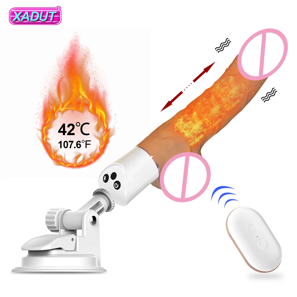 Автоматический телескопический фаллоимитатор с нагревом реалистичный вибратор