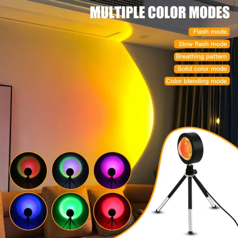 

USB Sunset Projection Lamp RGB Projector Led Night Light Sun Projection Desk Lamp For Home Bar Coffee Store Wall Decor Lighting