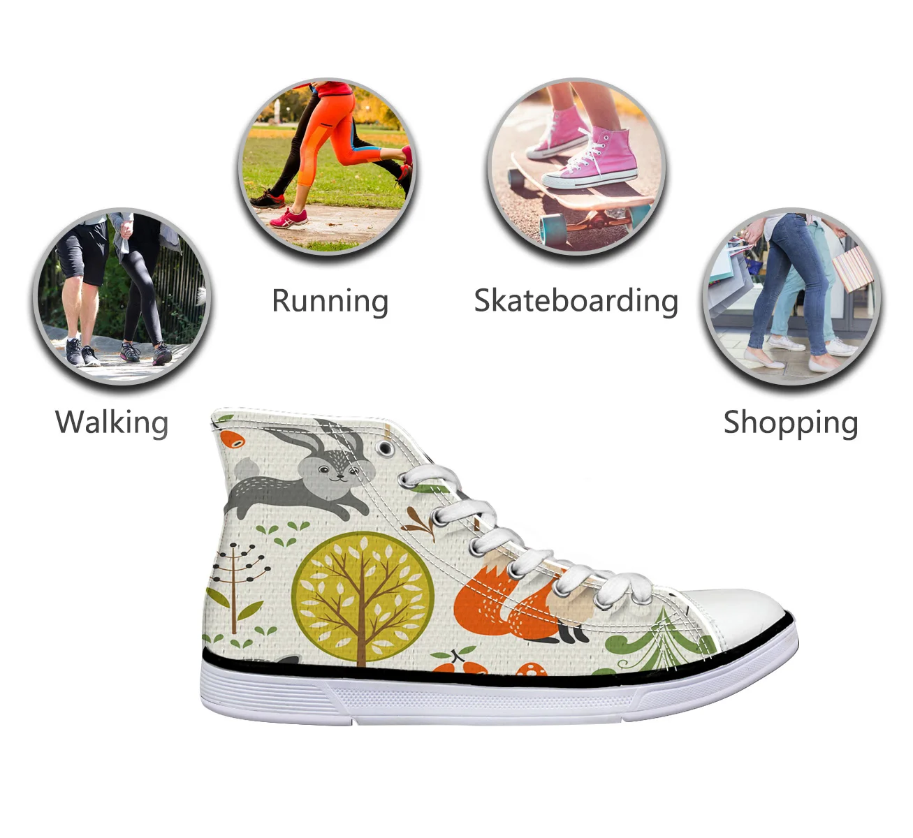 WHEREISART Женская полотняная обувь с героями мультфильмов Животные мира высокая