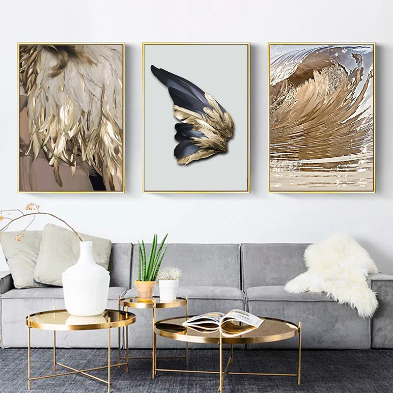 Нордический Декор Перья Холст Картина Белый постер и принт уникальные