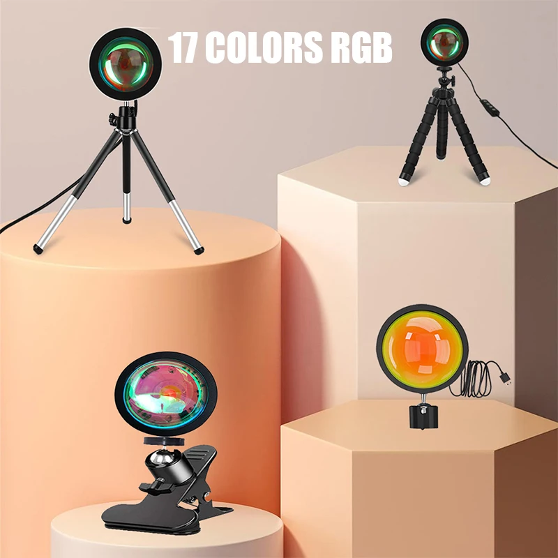 

Лампа С закатом, красный креативный RGB закат, цветная проекционная лампа может сочетаться с кронштейном, атмосферное освещение, украшение к...
