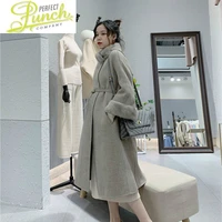 wool winter coat 100 real mink fur collar korean long jacket for women clothes 2021 casaco qa211 yy967