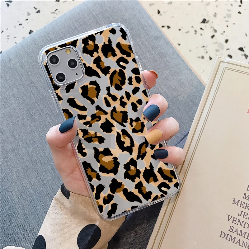 Мягкий чехол для iphone 11pro max 12pro 12mini 7 8 plus xr xs из ТПУ с леопардовым принтом и пантерой