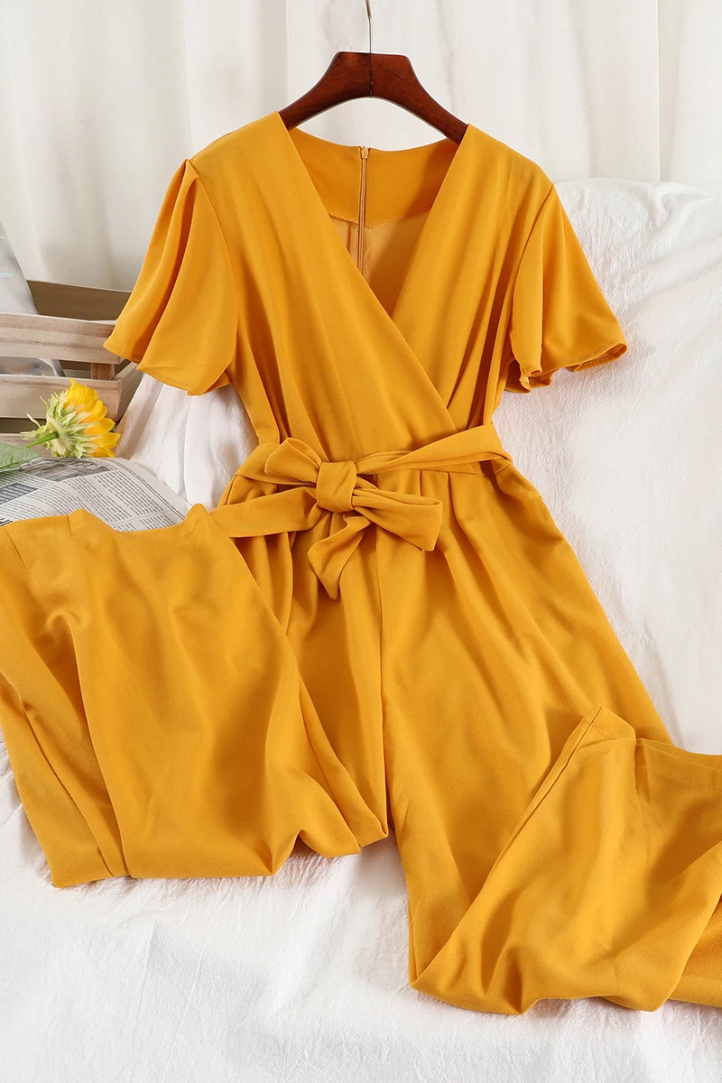 

V948 High Waist Was Thin Straight Wide Legs 2021 Temperament Fashion Women's Jumpsuit Casual Women's One Piece Jumpsuit