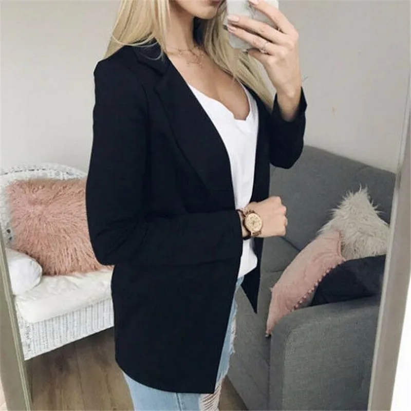 Хит продаж женское повседневное пальто с длинным рукавом новинка однотонные