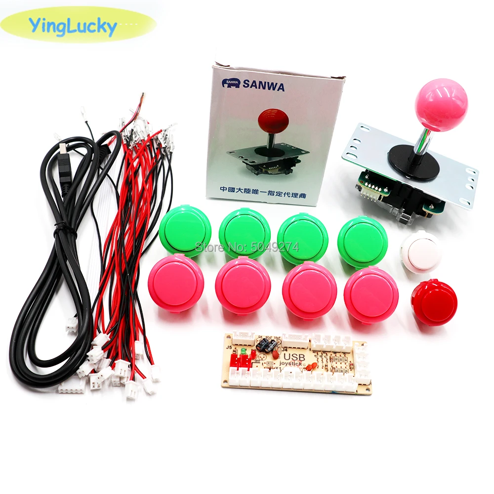 Sanwa Джойстик 8YT, OBSF 24 мм, Комплект Аркады своими руками, аркадный джойстик DIY Kit, USB кодировщик для ПК, для Аркады MAME& Raspberry Pi 3B