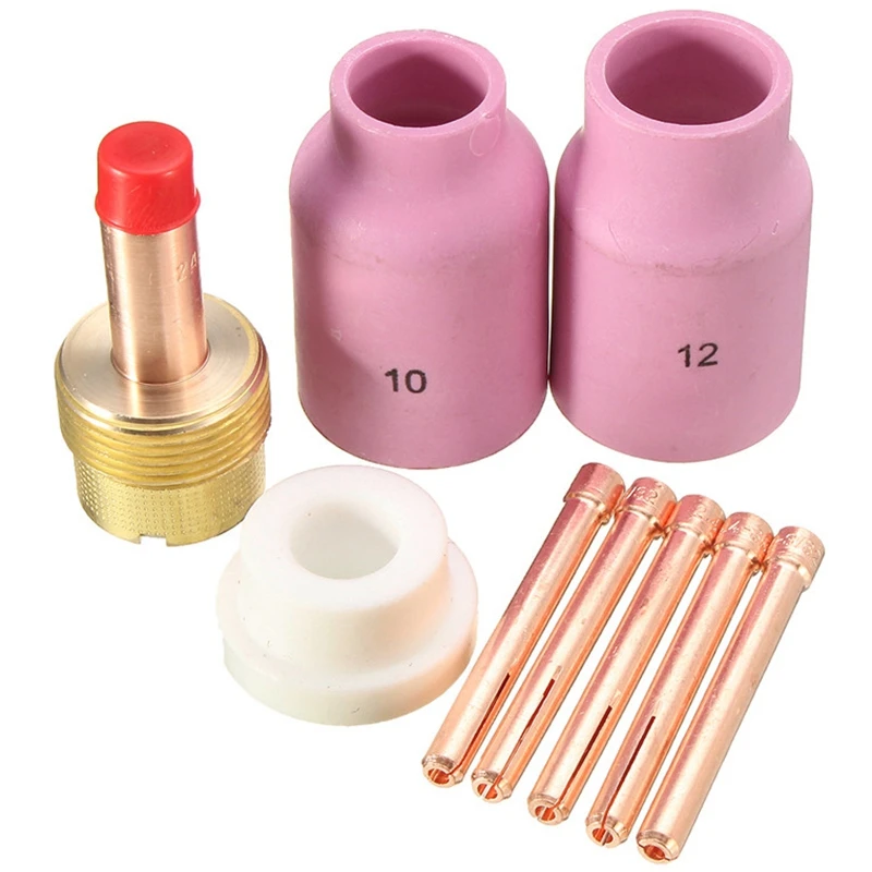 

HOT 9Pcs TIG Welding Torch Large Long Gas Lens & Alumina Cup for WP17 WP18 WP26 TIG Collet Bodies Spares Kit Accessories