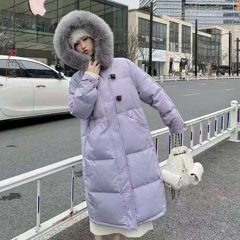 

LANMREM 2021 зимнее Новое Женское толстое теплое пальто с капюшоном Корейская версия свободная стеганая куртка средней длины трендовая Женская ...