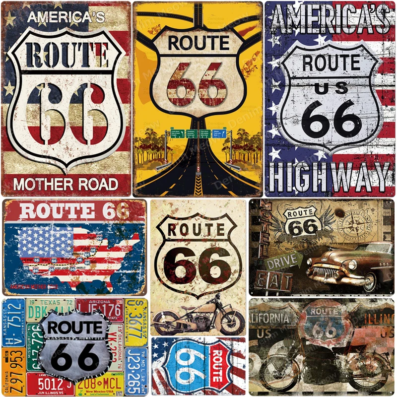 Route 66 табличка Америка мать дорога винтажные металлические оловянные знаки бар