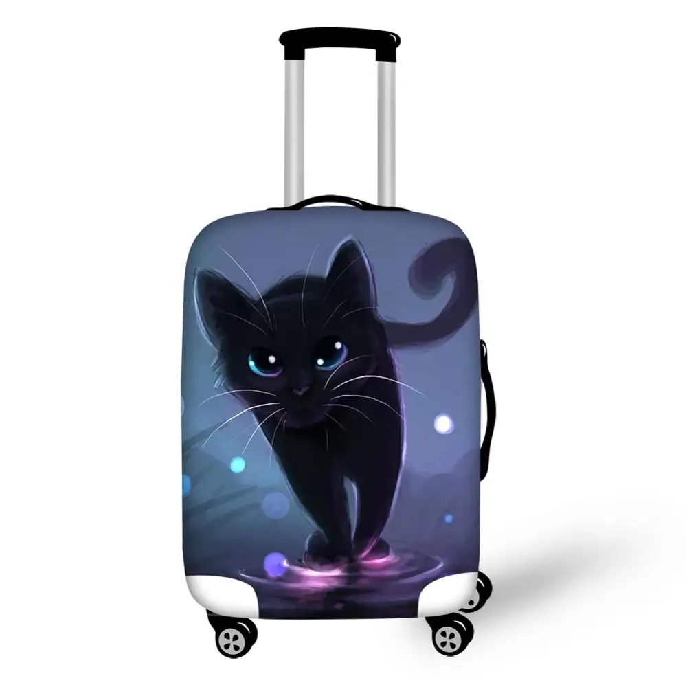 HaoYun Protective Suitcase Cover Fantasy Black Cats Pattern Elastic Dust-proof Luggage Cover Water-proof Luggage Accessories