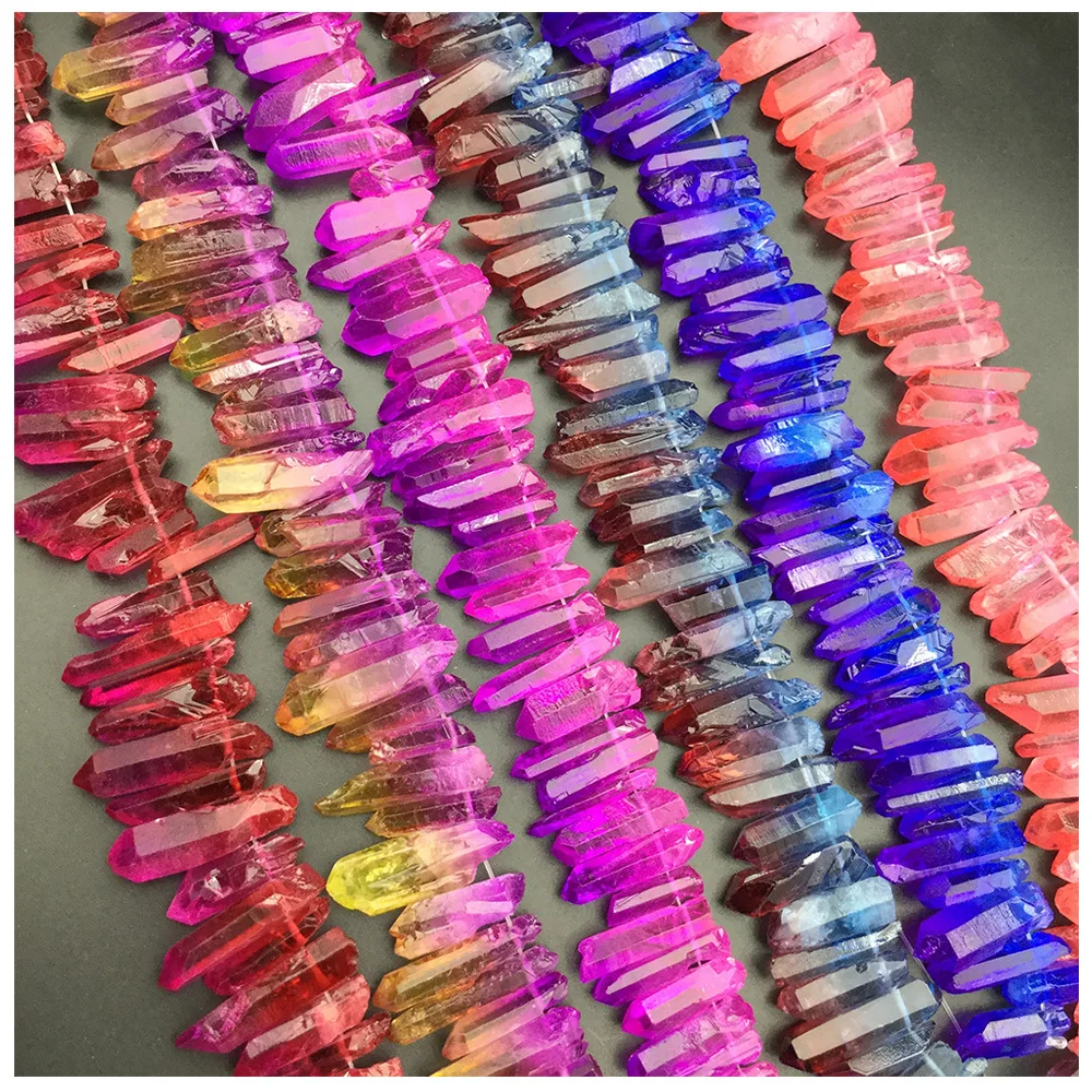 

20-30mm Natural Pink Crystal Stone Cluster Gradual Change Color Hexagonal Column Original Stone Jewelry Making DIY Necklace Part