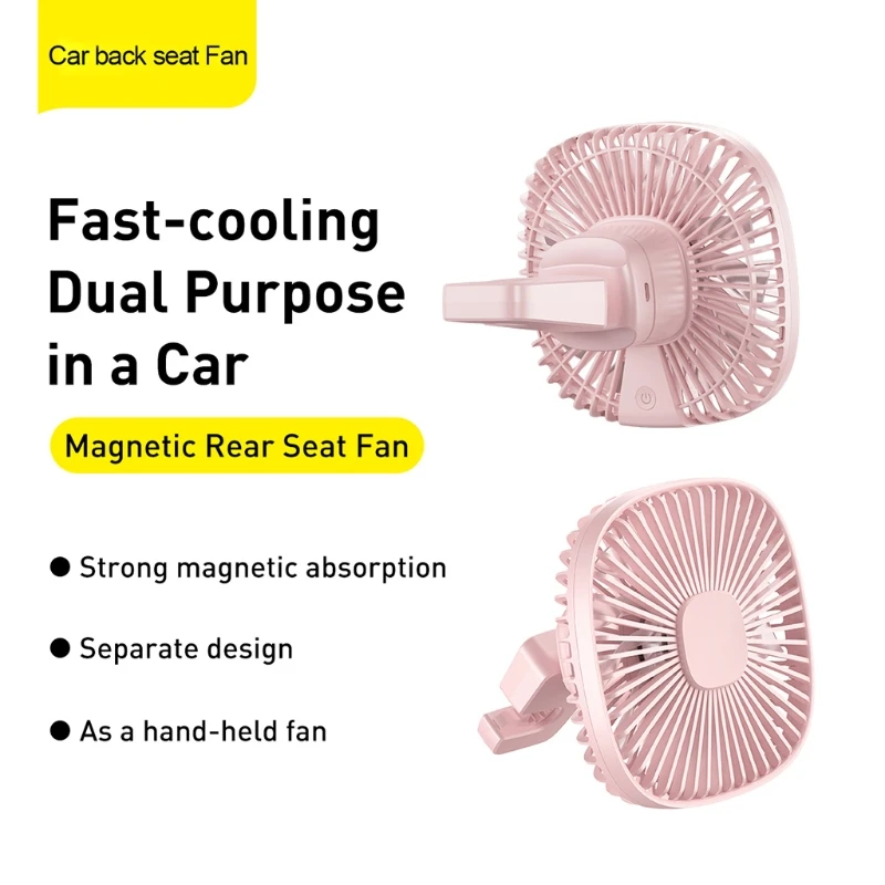 

Multifunctional 1000mAh Magnetic USB Rechargeable Truck SUV Car Back Seat Headrest 2 Speed Fan Outdoor Desktop Air Cooling Fan