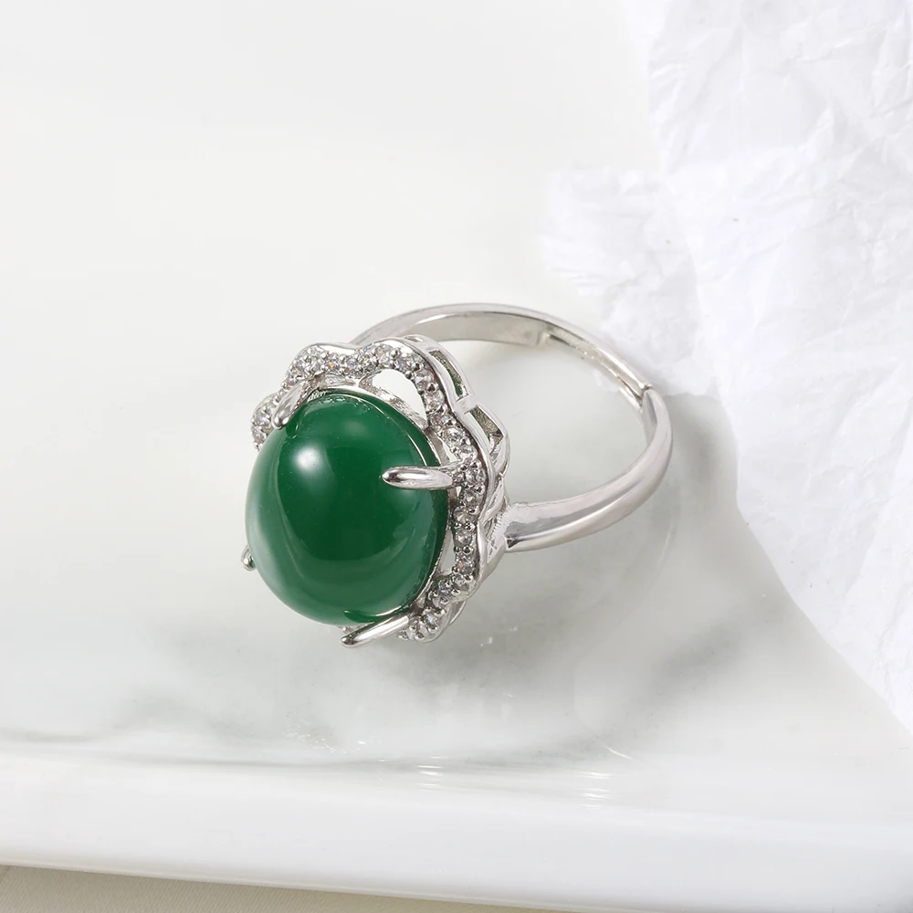 Женское кольцо с зеленым бриллиантом Jadeite винтажное ювелирное изделие из
