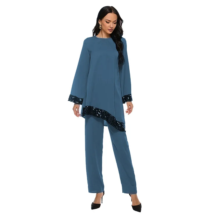 

2021 new Muslim suit irregular bead splicing suit ethnic women