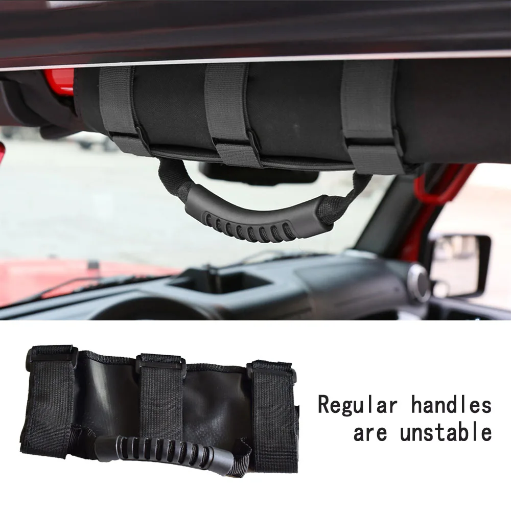 2pcs Roll Bar Mount Side Adjustable Armrest Grab Handle Handles Kit Black for Accessories For Jeep Wrangler JK CJ TJ YJ accessor |