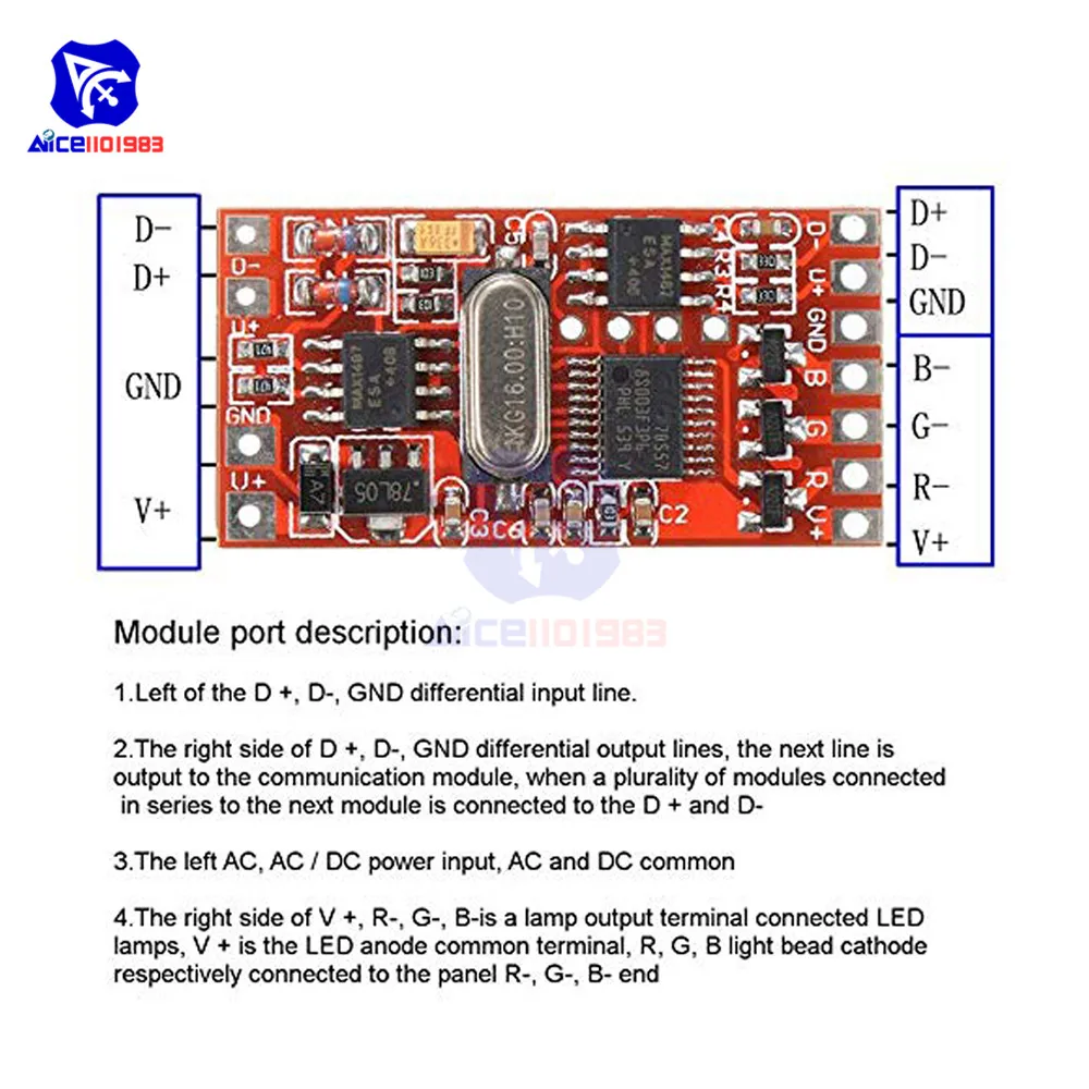 Diymore DC 12 24 в 72 Вт 3 канальный DMX512 кодер декодер плата модуль драйвера