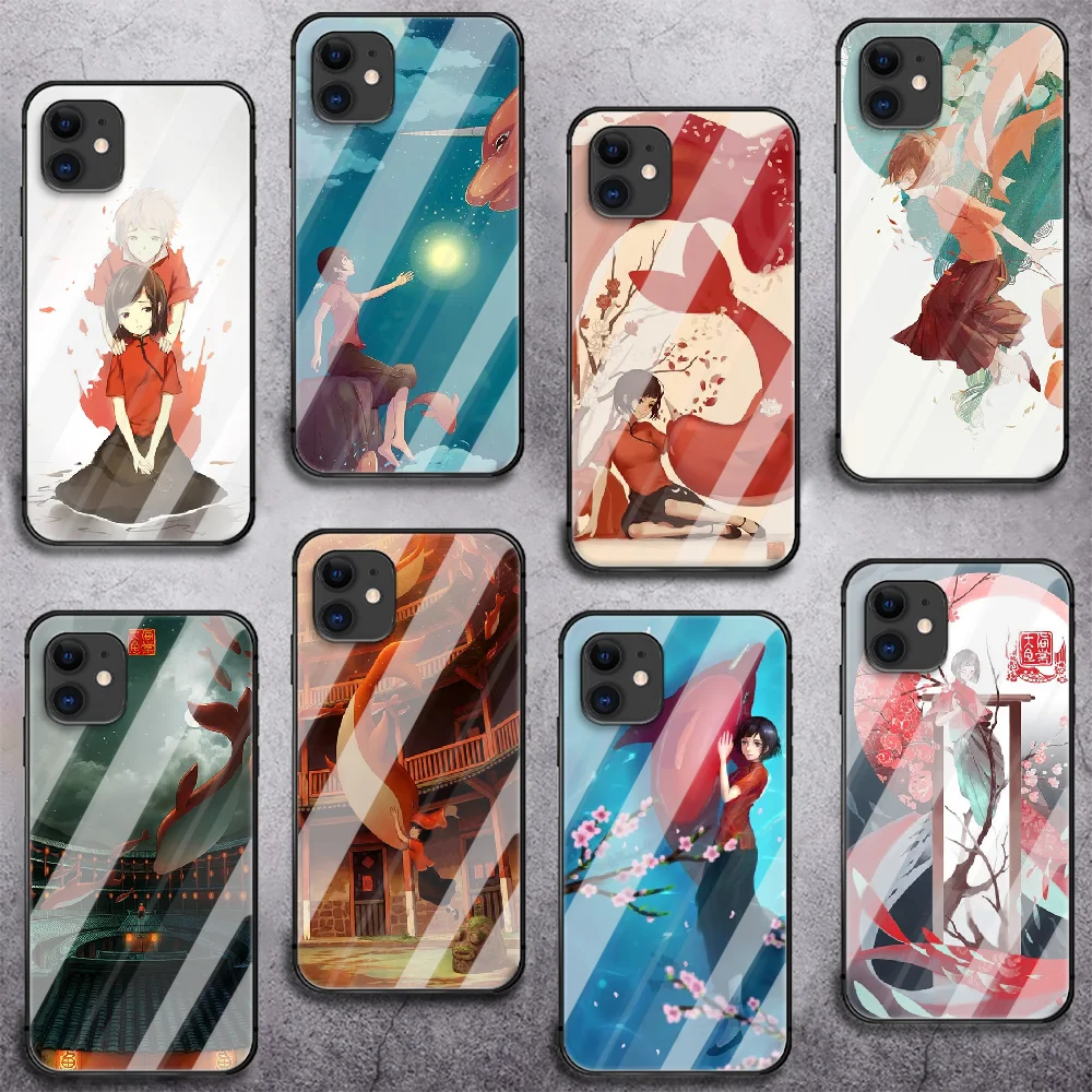 

Ancient Style Girl Tempered Glass Phone Case For IPhone 5 6 7 8 11 12 13 S SE X Xs Xr Plus Pro Max IPhone13 Mini Cover Cell 3D