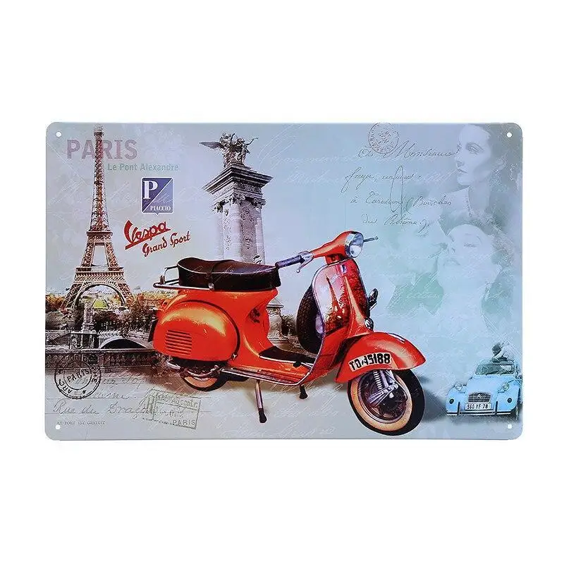 Lambretta электромобиль с металлическими знаками Vespa винтажная настенная живопись