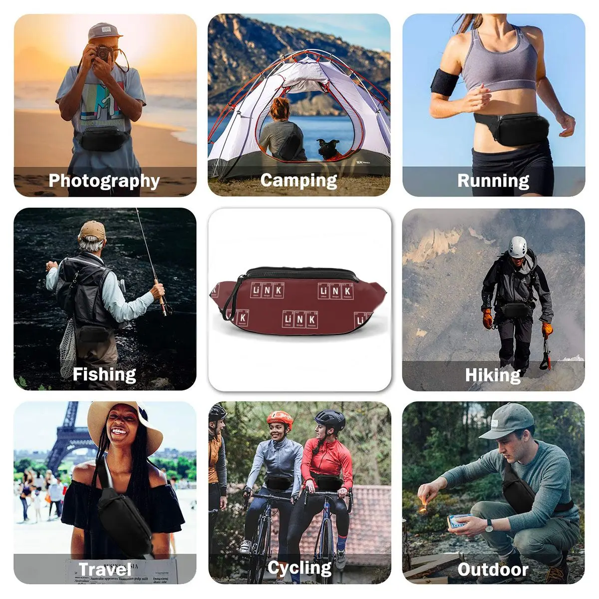 

Periodic Waist Bag Climbing Fisherman Waist Pack Polyester Pattern Bag