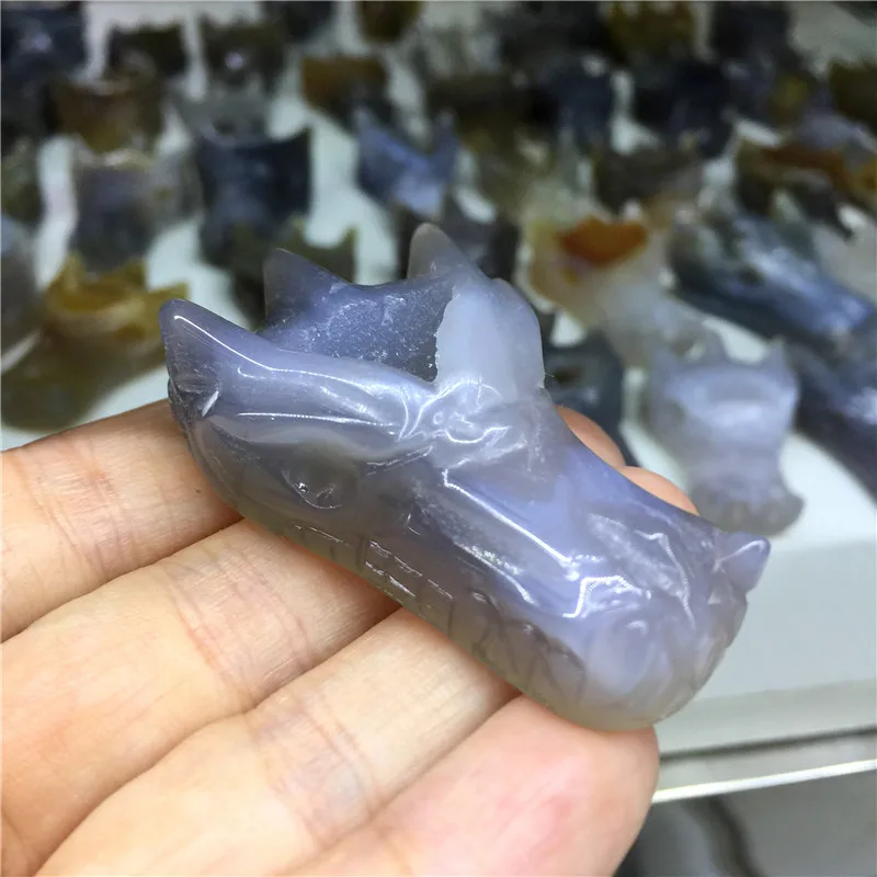 Натуральный агат жеодовый кристалл ручная работа голова дракона полированный