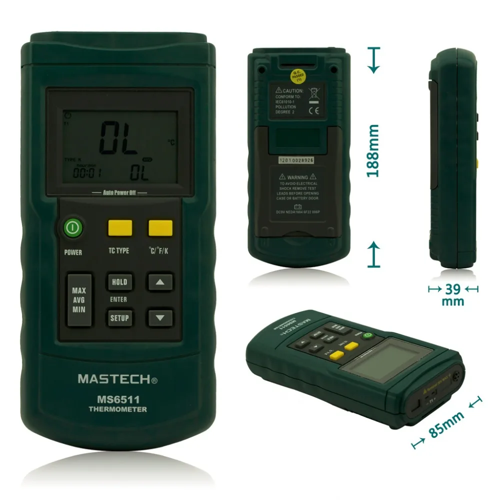 MASTECH MS6511 термопара цифровой термометр одноканальный-200 до+ 1372 C