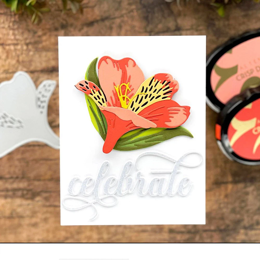 

New Peruvian Lily Flower Layering Cutting Dies and Stamps Scrapbook Dariy Decoration Stencil Embossing Template Diy Greeting