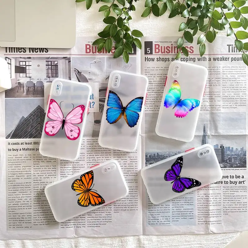 

Butterfly Phone Case Matte Fundas Shell Cover For Iphone 6s 7 8 Plus Xr X Xs 11 12 13 Mini Pro Max