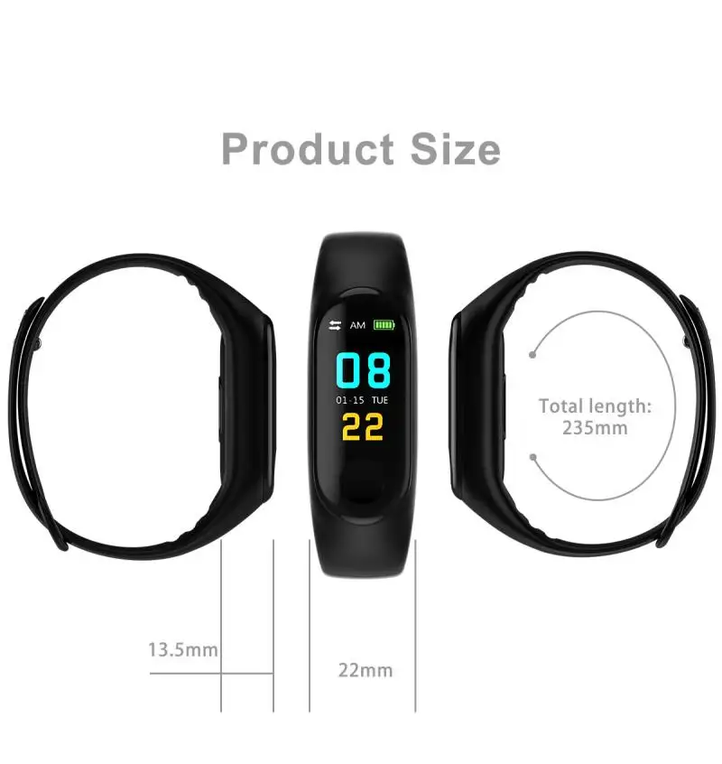

M3 Smart Bracelet Heart Rate Blood Pressure Health Waterproof Smart Watch M3 Bluetooth Watch Wristband Fitness Tracker