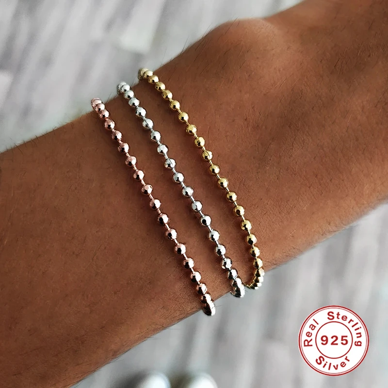 

AIDE Adjustable Charm Small Beads Bracelets Bangle for Women Minimalist Bracelet Link Chain Silver 925 Jewelry Pulseras mujer