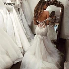 Женское свадебное платье-Русалка Verngo, облегающее кружевное платье из фатина с открытыми плечами, платье невесты