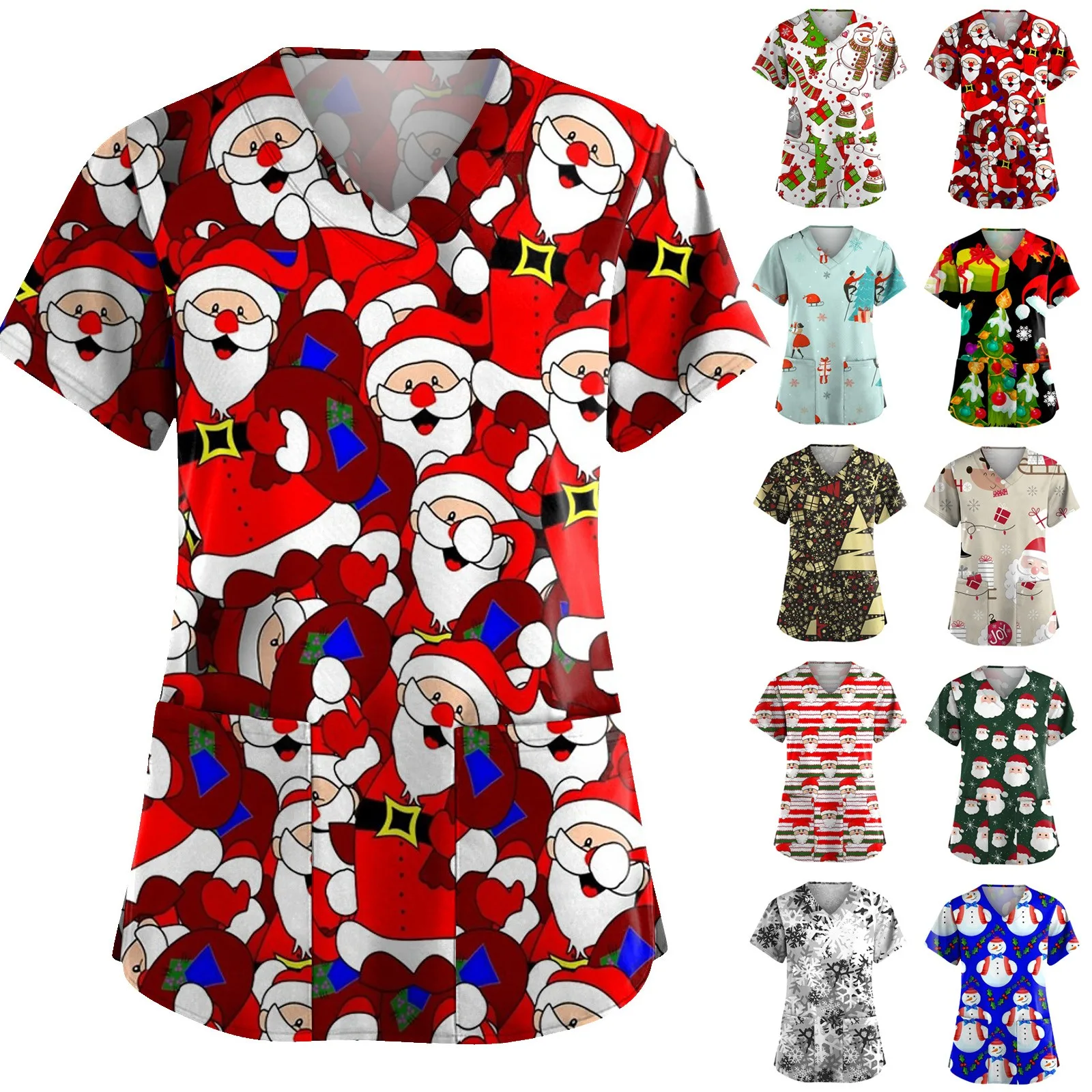 

Женский костюм с коротким рукавом и V-образным вырезом