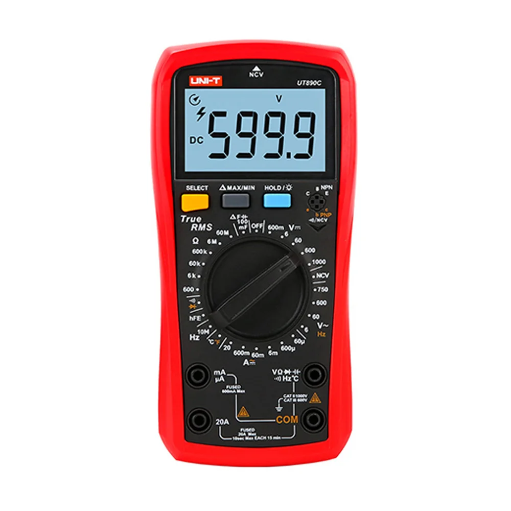 

UNI-T Digital Multimeter Portable Resistance Capacitance AC DC Voltage AC Current Frequency Temperature Diode Tester