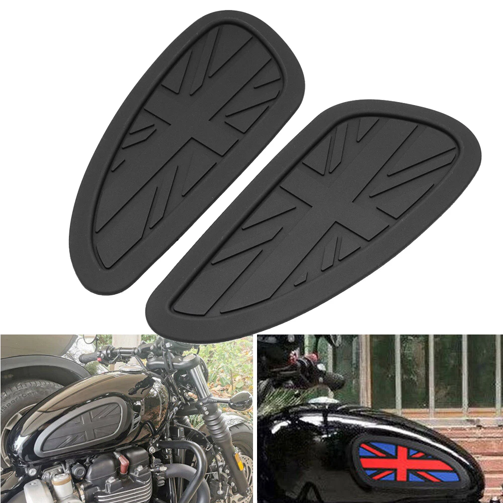 Universal Motorcycle Black Anti-slip Tank Pads Fuel Gas Knee Grip Traction Pads Protection Sticker Side Decal For Triumph T120