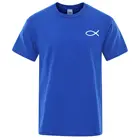 Мужская хлопковая футболка с изображением Иисуса и рыбы